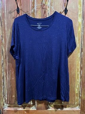 Apt. 9 Navy Short Sleeve Tee with Subtle Speckle